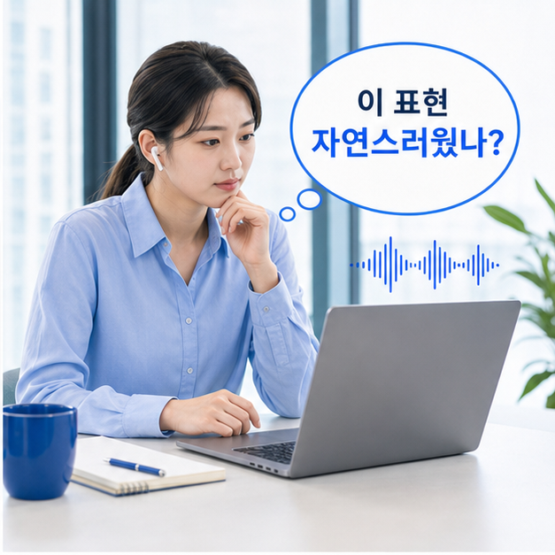 외국인과 통화 후 표현이 자연스러웠는지 궁금해하는 사람